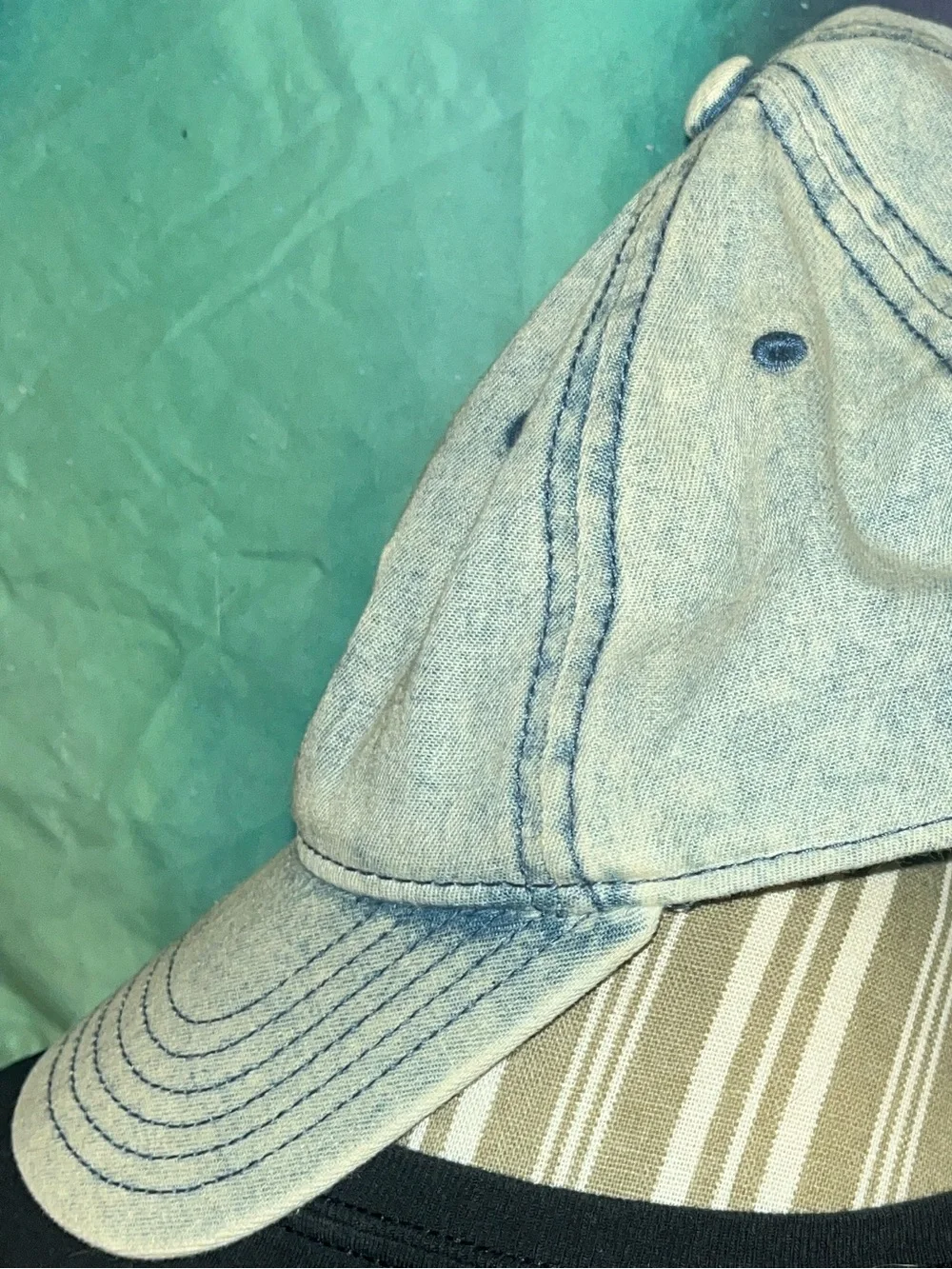 adidas Light Blue Washed Denim Trefoil Cap with Black Logo